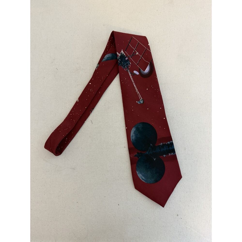 Je Suis Maroon Silk Space Themed Necktie - Picture 2 of 4